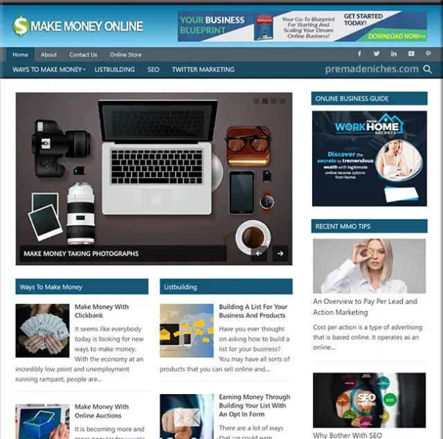 Pre Made Make Money Online Blog  Ready Made for Work From Home Business