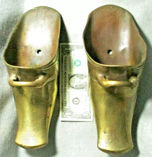 Antique Pair of Solid Brass Spanish Conquistador Equestrian Boot Stirrups