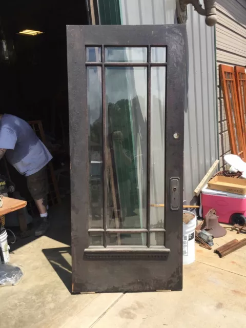 D 225 Antique Oak Painted Townhouse Entrance Door Beveled Glass
