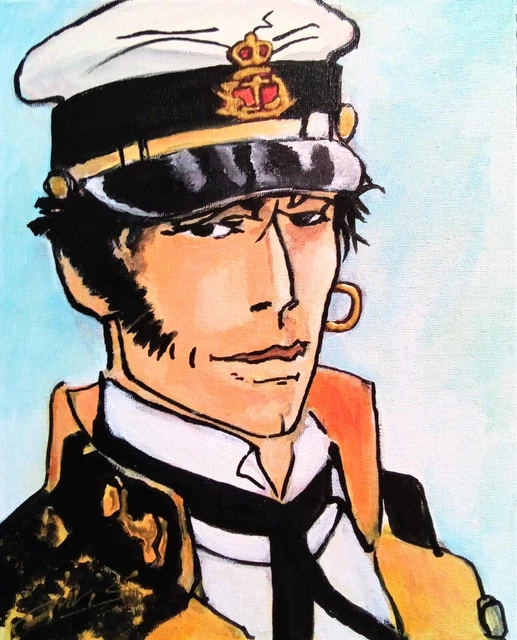 Tableau Peinture Toile Deco Bd Portrait Corto Maltese Marin Original Chrisk