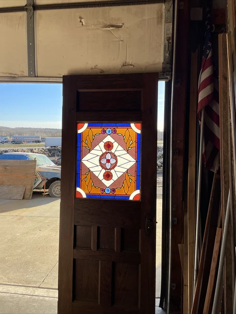 AN 695 antique stained and jeweled Glass entrance door 32 x 83.75 x 1.75. 2