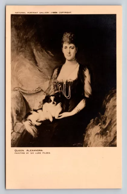 Queen Alexandra Painting by Sir Luke Fildes Dog in Lap Vintage Postcard 1706