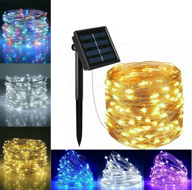 10M-30M LED Solar Fairy Lights String Waterproof Copper Wire Outdoor Garden UK