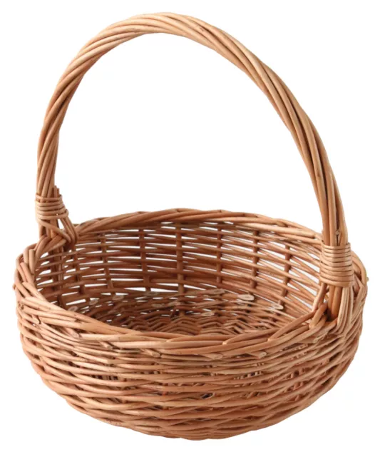 Easter Wicker Handmade Basket Small Round Natural With Handle New