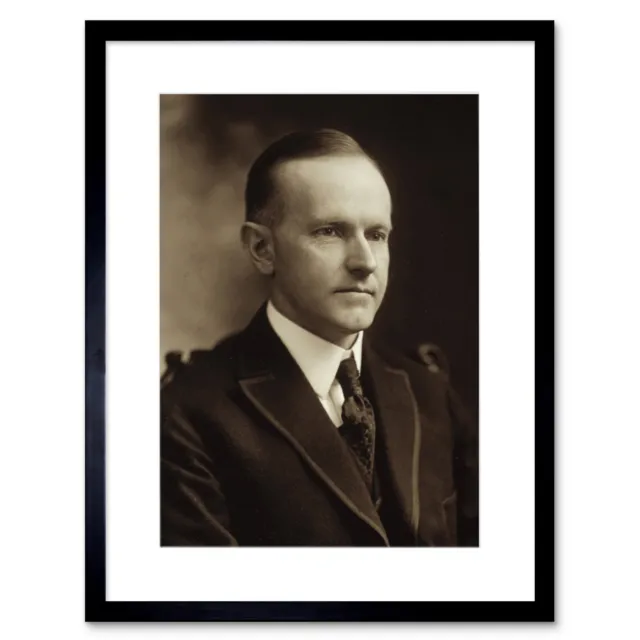 US President Calvin Coolidge Portrait Photo Framed Wall Art Print Picture 9X7 In