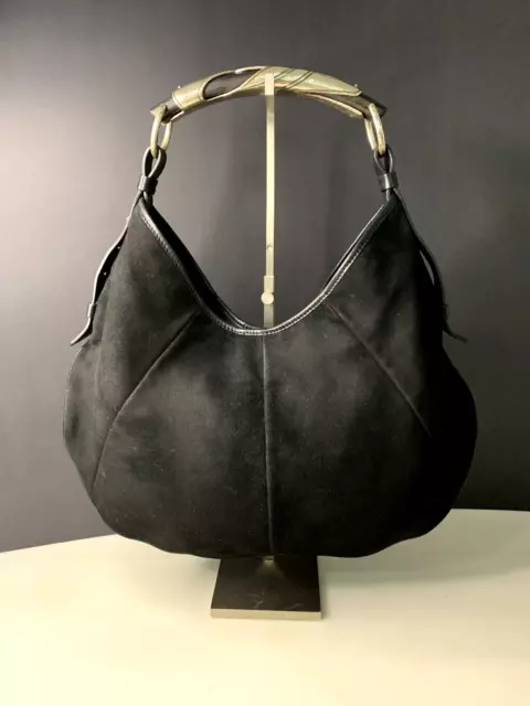 Vintage Ysl Mombasa Cresent Shaped Suede Mini Hobo Bag by Yves Saint Laurent