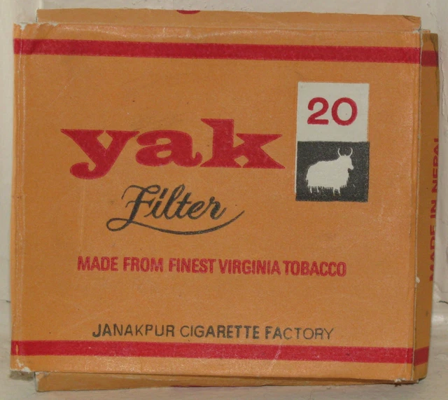 YAK CIGARETTE PACK from Nepal - rare vintage packet - Empty ~ 1983 $10.95