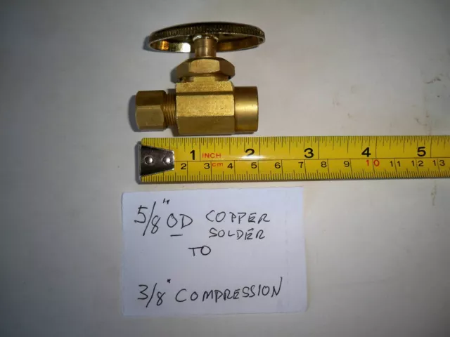 5/8" OD COPPER SOLDER TO 3/8 OD COMPRESSION  TOILET OR SINK BRASS  Valve