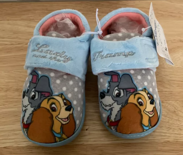 NEW TU Girls Blue Lady & the Tramp Cupsole Slippers Sizes 4-5 & 6-7