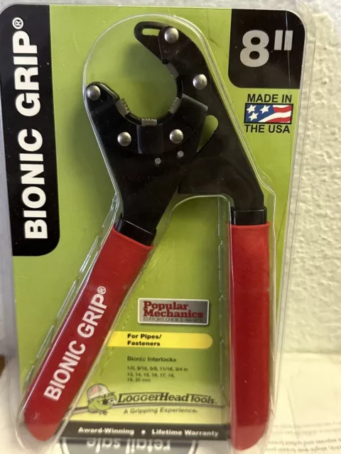 LoggerHead Tools BG8-01R-01 8”  Black Bionic Grip Plier - New & Factory Sealed