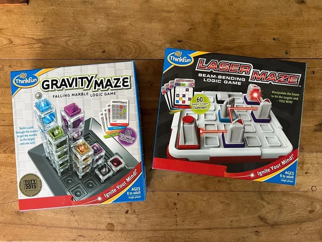 2 Games - Thinkfun LASER MAZE beam bending and GRAVITY MAZE falling marble Games