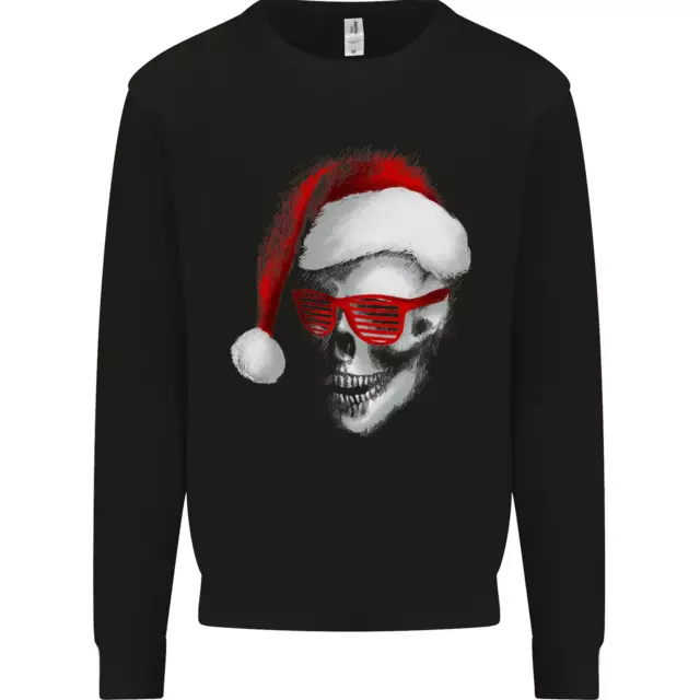 Santa Skull Wearing Shades Funny Christmas Kids Sweatshirt Jumper