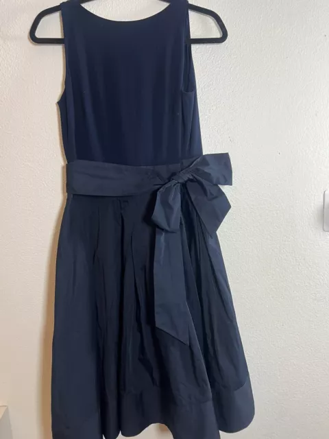 Ralph Lauren Blue Yuko Taffeta Dress Size 8 Fit And Flare Sleevless Size 8