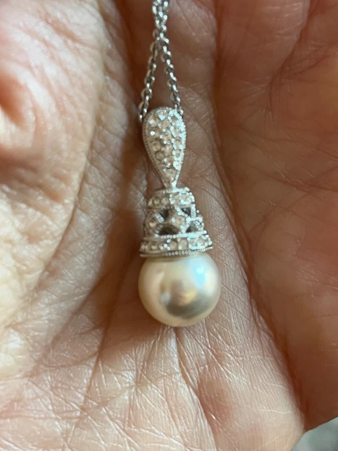 New Nadri Pearl Silver Tone Necklace Nwot