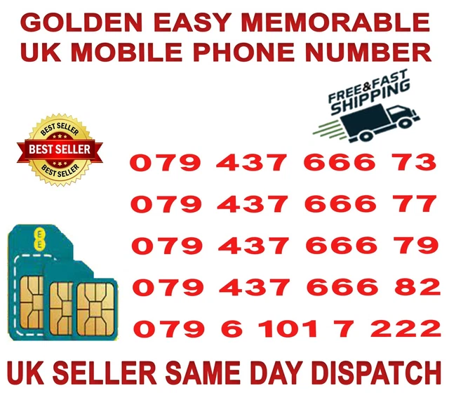 Golden Easy Memorable Uk Vip Mobile Phone Number  ( Ee Network) B 66