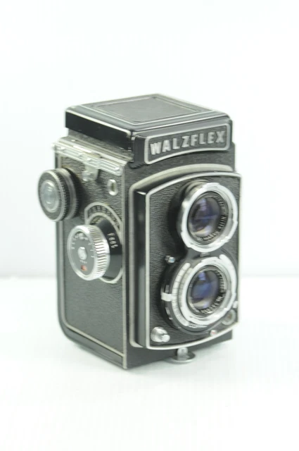 Cámara réflex doble vintage Walzflex 7,5 cm f3,5 TLR para repuestos o reparación #G001