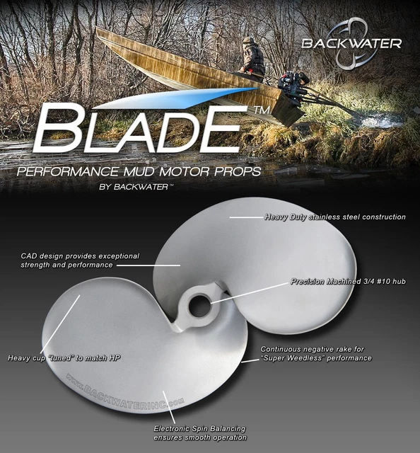 9x8 HP Backwater Prop longtail mud motor godevil beavertail mudbuddy propeller