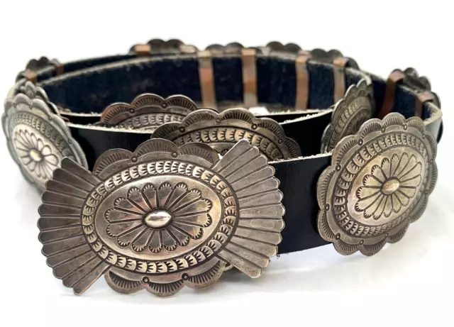 Native American Navajo Suzie James Sterling Concho Belt Native American Navajo Suzie James Sterling Concho Belt