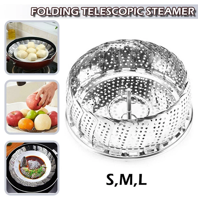 Folding Expandable Vegetable Steel Steamer Basket Veggie Food Kitchen