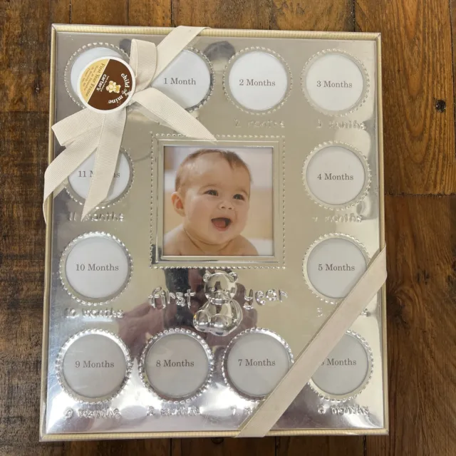 Carters Baby's First Year Picture Frame Silver Tone Collage Frame