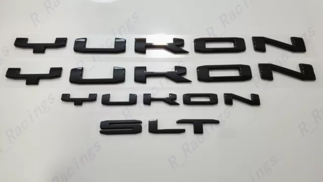 4PCS Gloss Black Door Rear Yukon SLT Letters Emblem 2021-2023 GMC Yukon Yukon XL 3