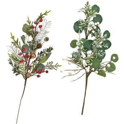 Weihnachtszweige Dekozweige Blätter & Beeren Kunststoff grün 1 Stk - in 2 Farben