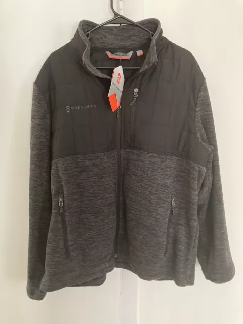 Chaqueta de Lanza Free Country NUEVA Para Hombre Senderista Microtech Negra Gris Carbón XL