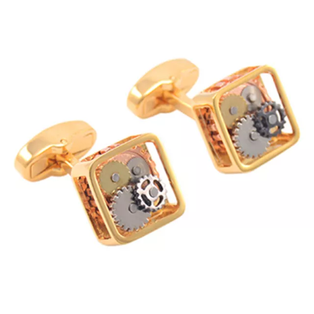 Men's Unique Silver/Gold/Black Gear Watch Cufflinks Steampunk Cuff Links Wedding 2