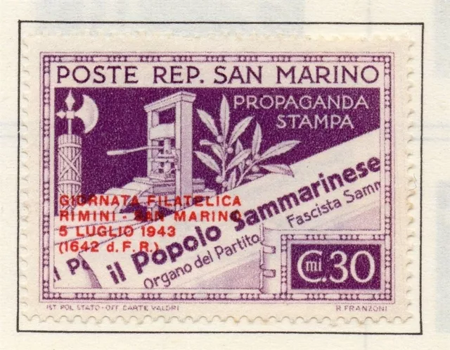 San Marino 1943-46 Early Issue Fine Mint Hinged 30c. Optd 192735