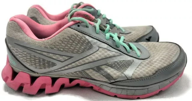 Women’s Reebok ZigTech Pink Gray Sneaker Tennis Walking Running Shoes Size 9