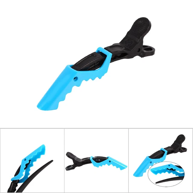 (Blue)5 Colors Hair Clip Hairdressing Clamp Plastic Styling Non Slip Clips Hair