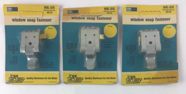 3 Packs Vintage Ideal Security SK-25 Window Snap Fastener Tempered Steel New