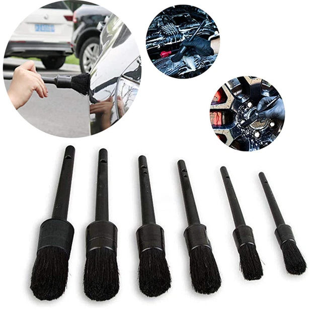 5Pcs Natural Boar Hair Car Cleaning Brush Multifunction Washing Interior Brush