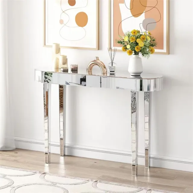 Modern Glass Console Table Venetian Mirrored Furniture French Silver Hallway