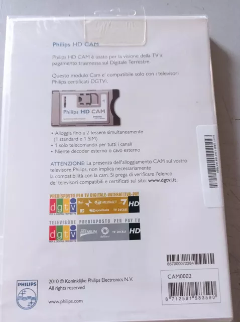 Philips Cam Hd It-Cam0002 Originale Nuova Top Vip Hi-Fi Tv Smart 2