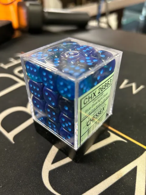 Chessex D6 Cube Gemini Set Of 36, 12mm - Gemini Blue