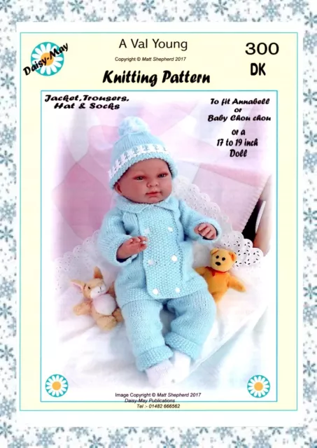 DOLLS KNITTING PATTERN  No.300 for a 17" to 19" inch doll by Val Young