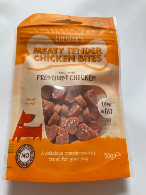 meaty tender chicken bites treats Chester's 50g