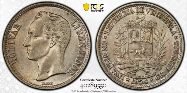 Venezuela 1954 Bolivar Horse animal PCGS UNC PC1035 combine shipping