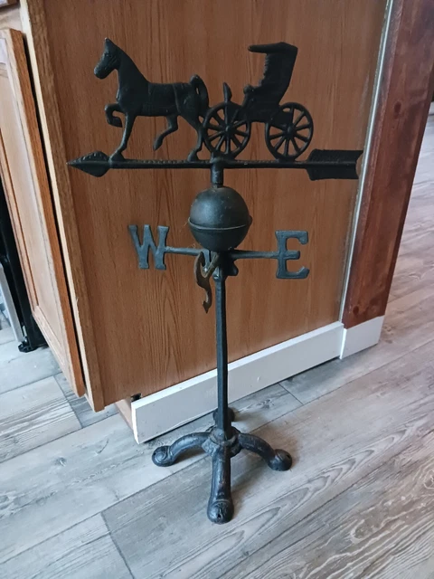 Vintage Horse And Carriage Weather Vane N E S W With Stand