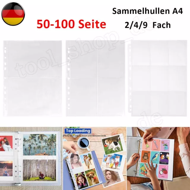 50/100x A4 Sammelhüllen Prospekthüllen Kartenhüllen 120my auf A5 A6 A8 GLASKLAR