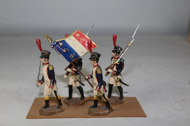 4 Figurines CBG Empire : Fusiliers De L’École De Saint-Cyr 1812 – Collection Premier Empire En Plomb Peint