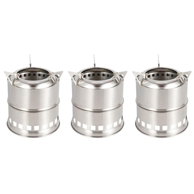 3 Pieces Camping Wood Stove Picnic Stoves Cookware Charcoal