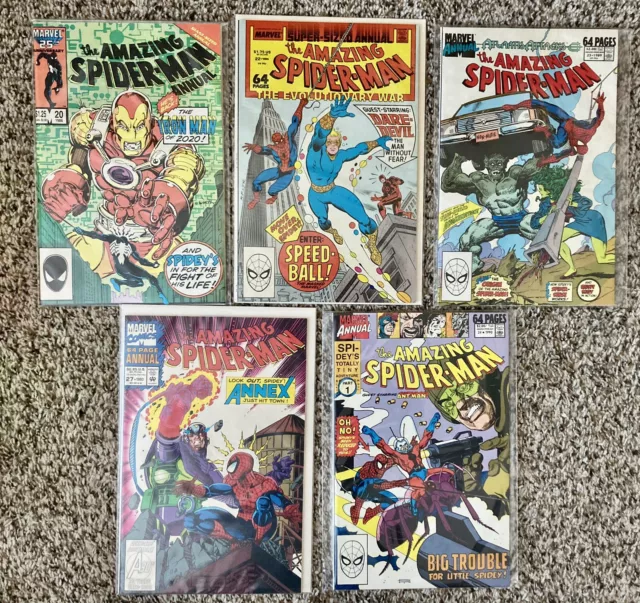 Lot of 5 Amazing Spider-Man Annual 20 22 23 24 27 Marvel 1986-1993 VF+ 🔑🔑🔑🔑