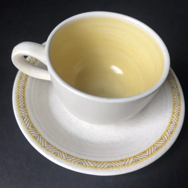 Franciscan Earthenware Hacienda Gold MCM Coffee Cup & Saucer Boho Yellow Vtg Tea