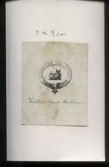 18th-19th Century Ex-Libris Libro Placa - Lauchlan & Augusta Mackinnon