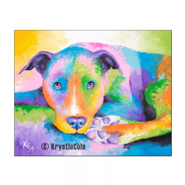 Pitbull Art Print on PAPER or CANVAS. Pit Bull Painting by Krystle Cole