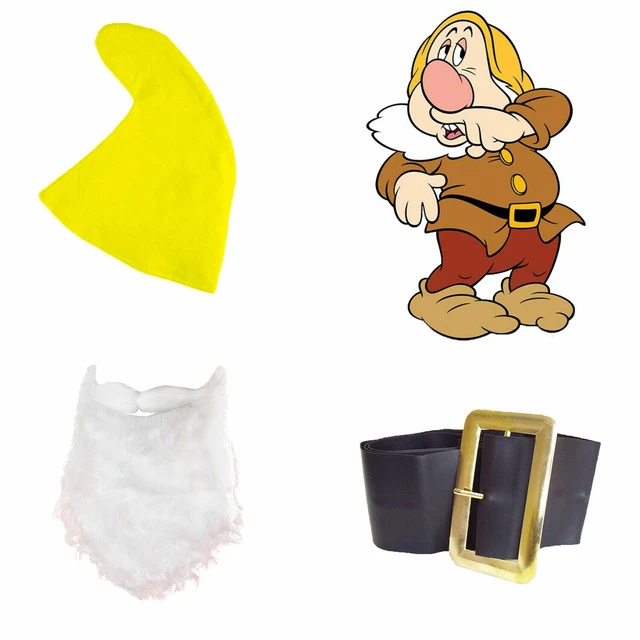 SNEEZY SET - Snow White Seven Dwarfs Fancy Dress Hat Beard Belt Costume ...