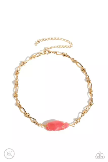 Paparazzi  Cavern Class - Pink Chiseled Stone - Choker Necklace & Earrings