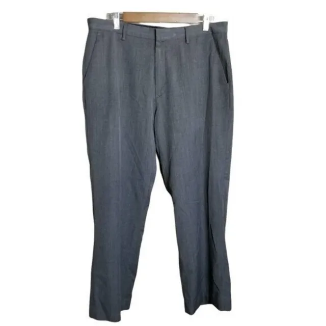 Calvin Klein Mens Size 34x30 Gray  Solid Dress Pants